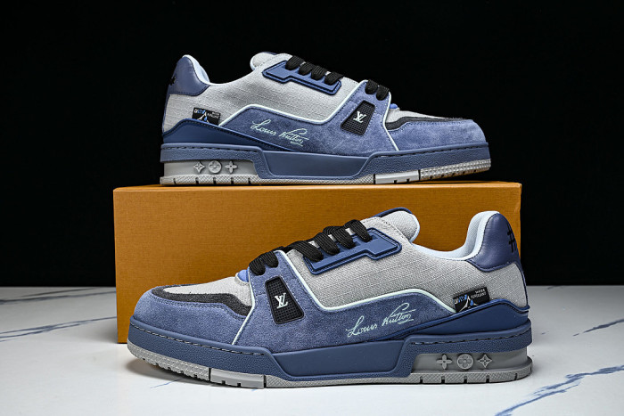 LOW-TOP CASUAL SPORTS SNEAKERS BLUE/GREY/BLACK