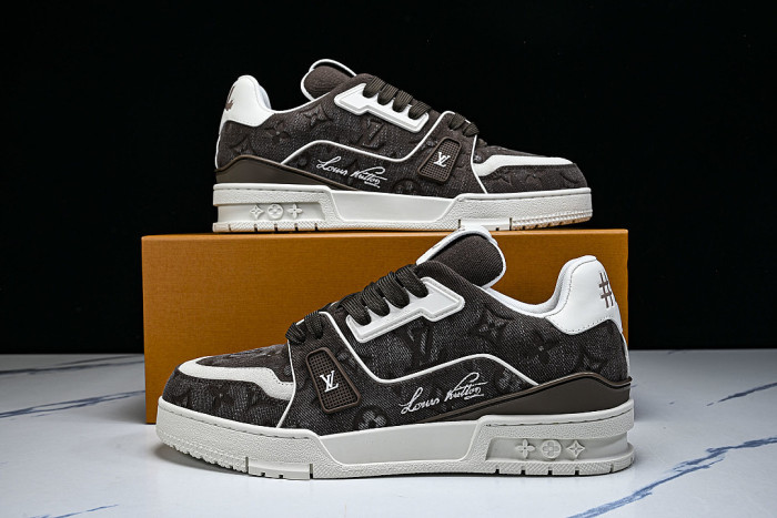 LOW-TOP CASUAL SPORTS SNEAKERS BROWN/WHITE/BROWN