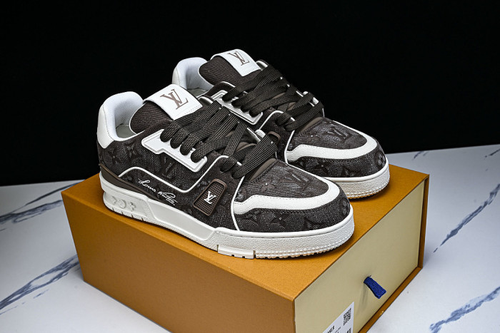 LOW-TOP CASUAL SPORTS SNEAKERS BROWN/WHITE/BROWN