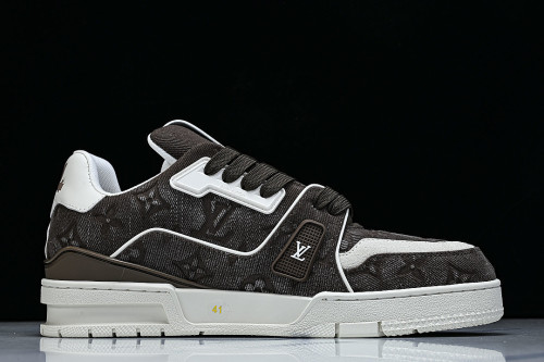 LOW-TOP CASUAL SPORTS SNEAKERS BROWN/WHITE/BROWN