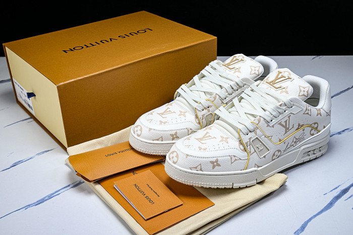 MAN TRAINER LACE UP SPORTS CASUAL SNEAKERS WHITE/PURE WHITE