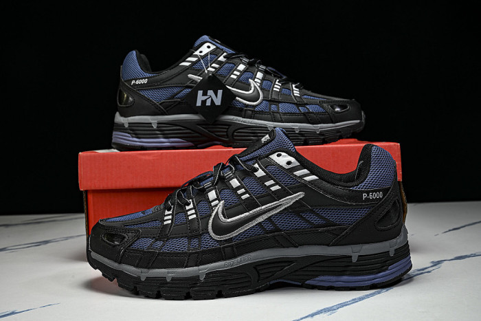 IO0296-491 P-6000 RETRO LOW-TOP CASUAL SHOES DIFFUSED BLUE/COOL GREY/METALLIC SILVER/BLACK