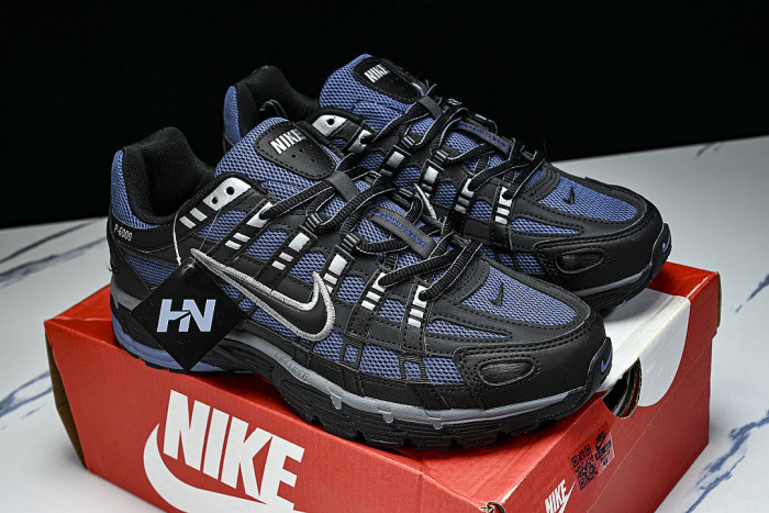 IO0296-491 P-6000 RETRO LOW-TOP CASUAL SHOES DIFFUSED BLUE/COOL GREY/METALLIC SILVER/BLACK