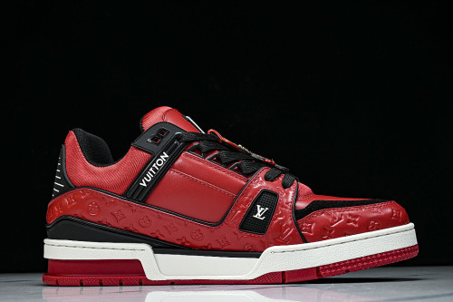 TRAINER LEATHER SPORTS SHOES RED/BLACK/WHITE