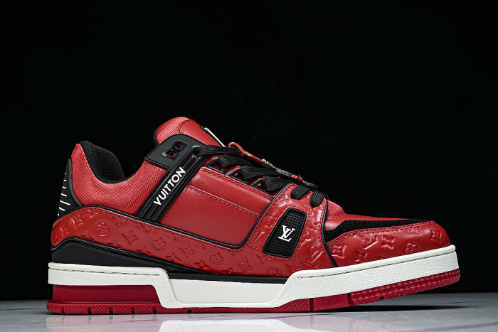TRAINER LEATHER SPORTS SHOES RED/BLACK/WHITE