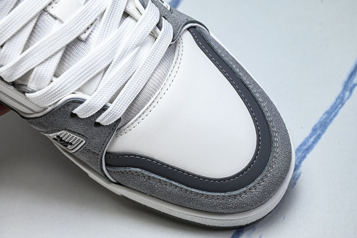 TRAINER LEATHER SPORTS SHOES WHITE/GREY