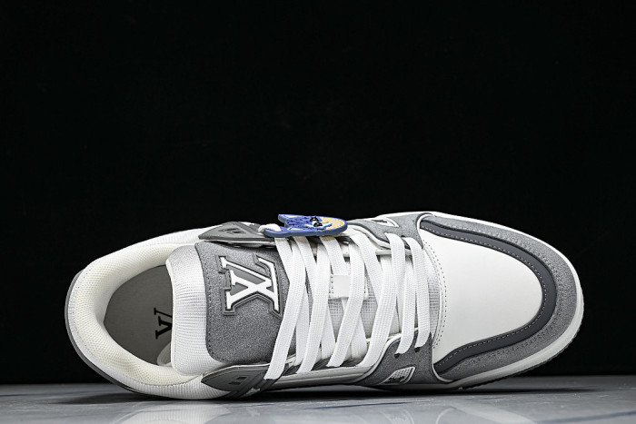 TRAINER LEATHER SPORTS SHOES WHITE/GREY