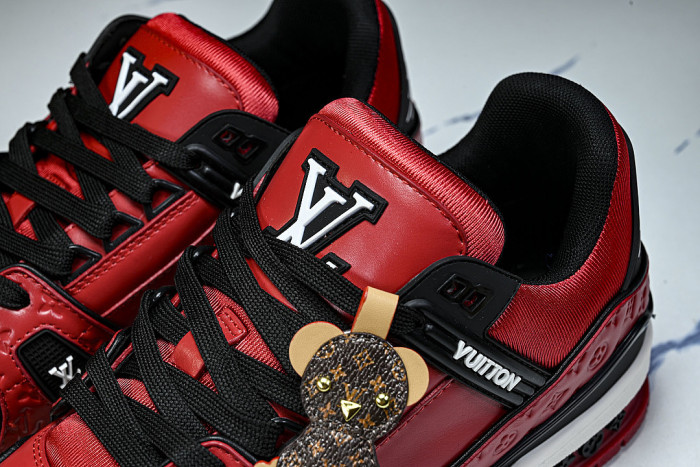 TRAINER LEATHER SPORTS SHOES RED/BLACK/WHITE