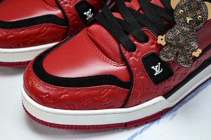 TRAINER LEATHER SPORTS SHOES RED/BLACK/WHITE