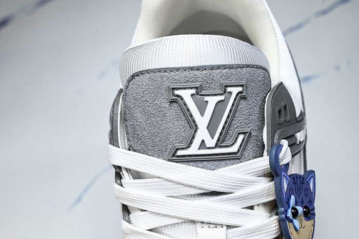 TRAINER LEATHER SPORTS SHOES WHITE/GREY