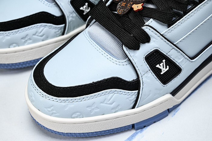 TRAINER LEATHER SPORTS SHOES BLUE/BLACK/WHITE