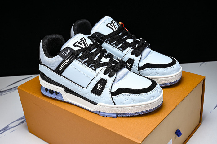 TRAINER LEATHER SPORTS SHOES BLUE/BLACK/WHITE