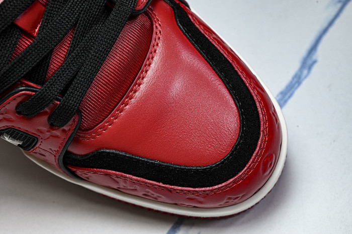 TRAINER LEATHER SPORTS SHOES RED/BLACK/WHITE