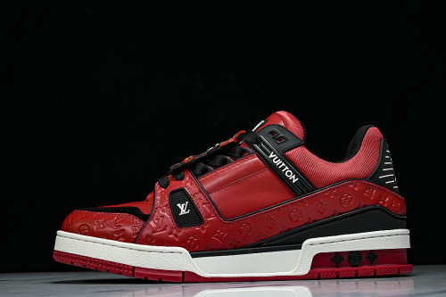 TRAINER LEATHER SPORTS SHOES RED/BLACK/WHITE