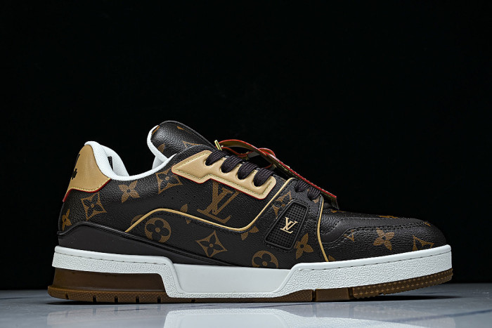 TRAINER LEATHER SPORTS SHOES BLACK/BROWN/WHITE