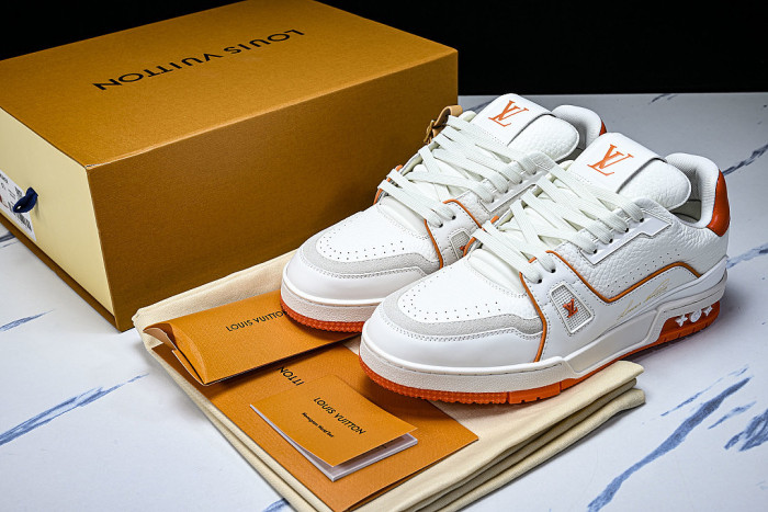 AKRBK MEN'S TRAINER SPORTY LACE UP CASUAL LOW TOP SNEAKERS ORANGE/WHITE
