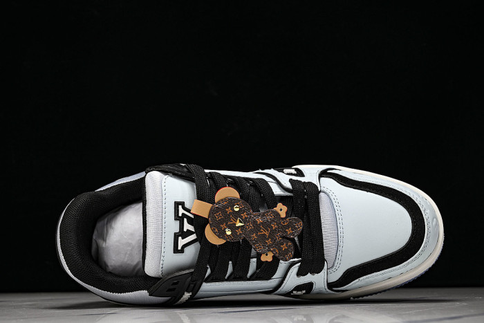 TRAINER LEATHER SPORTS SHOES BLUE/BLACK/WHITE
