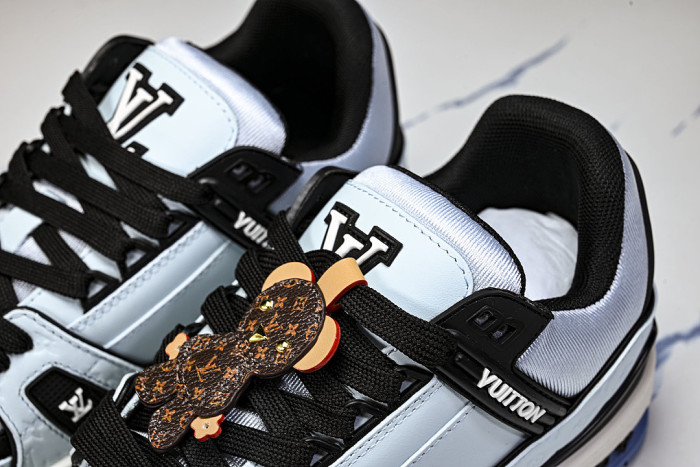 TRAINER LEATHER SPORTS SHOES BLUE/BLACK/WHITE
