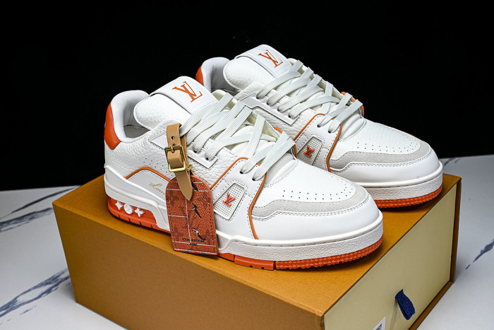 AKRBK MEN'S TRAINER SPORTY LACE UP CASUAL LOW TOP SNEAKERS ORANGE/WHITE