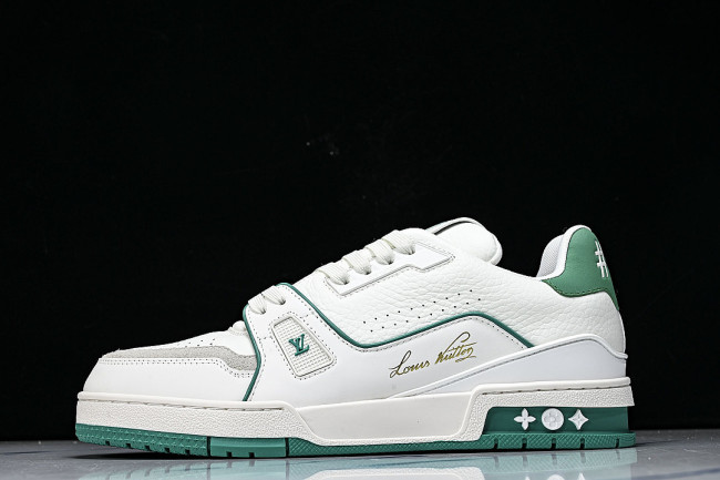 AKRDS MEN'S TRAINER SPORTY LACE UP CASUAL LOW TOP SNEAKERS DARK GREEN/WHITE