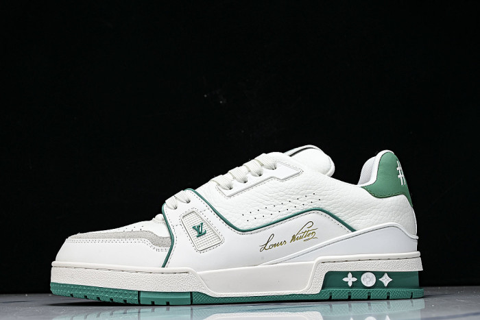 AKRDS MEN'S TRAINER SPORTY LACE UP CASUAL LOW TOP SNEAKERS DARK GREEN/WHITE