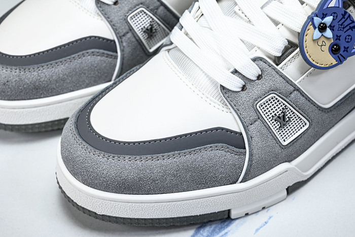 TRAINER LEATHER SPORTS SHOES WHITE/GREY