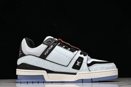 TRAINER LEATHER SPORTS SHOES BLUE/BLACK/WHITE