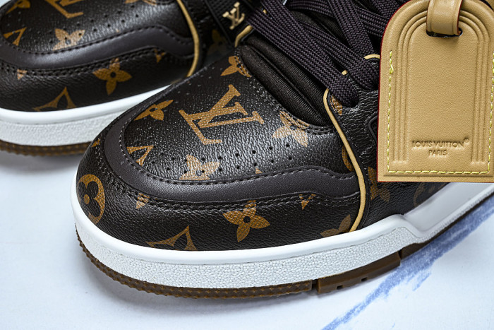 TRAINER LEATHER SPORTS SHOES BLACK/BROWN/WHITE