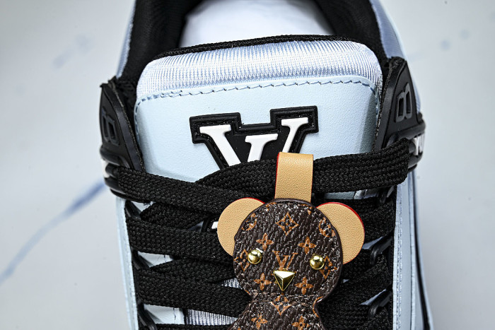 TRAINER LEATHER SPORTS SHOES BLUE/BLACK/WHITE