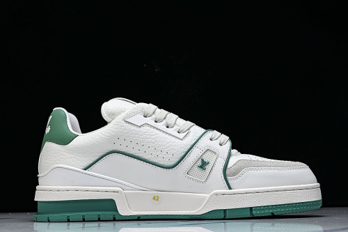 AKRDS MEN'S TRAINER SPORTY LACE UP CASUAL LOW TOP SNEAKERS DARK GREEN/WHITE
