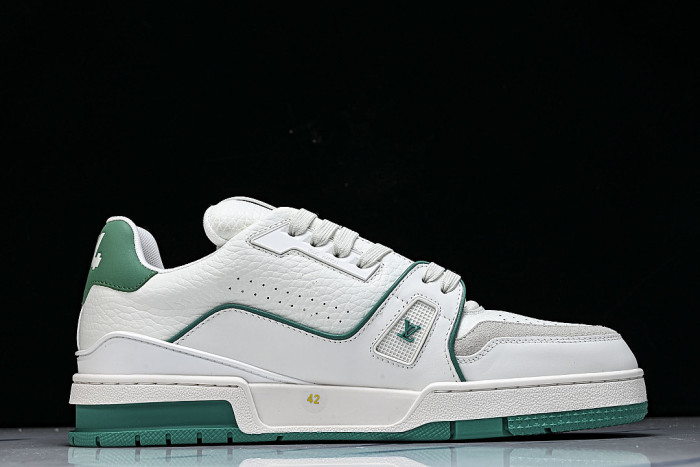 AKRDS MEN'S TRAINER SPORTY LACE UP CASUAL LOW TOP SNEAKERS DARK GREEN/WHITE