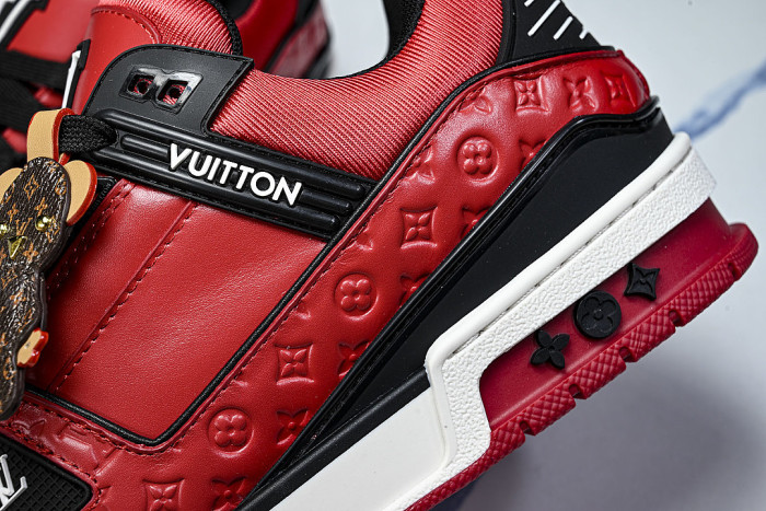 TRAINER LEATHER SPORTS SHOES RED/BLACK/WHITE