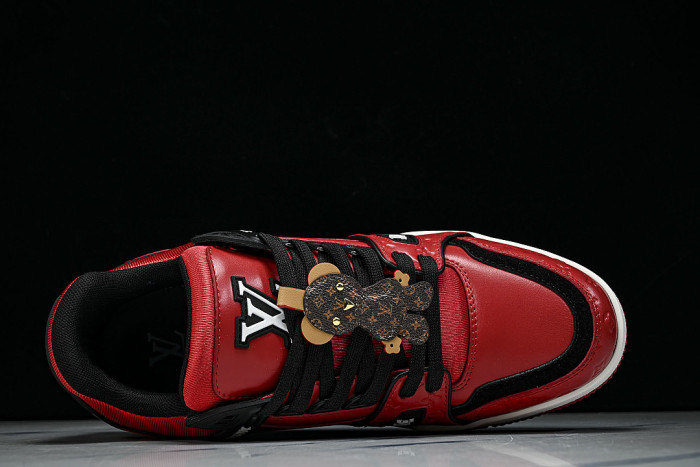 TRAINER LEATHER SPORTS SHOES RED/BLACK/WHITE