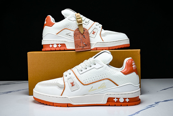 AKRBK MEN'S TRAINER SPORTY LACE UP CASUAL LOW TOP SNEAKERS ORANGE/WHITE