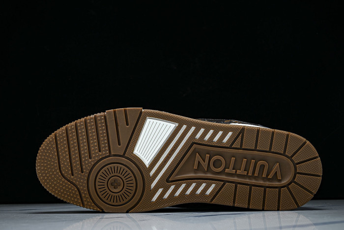 TRAINER LEATHER SPORTS SHOES BLACK/BROWN/WHITE