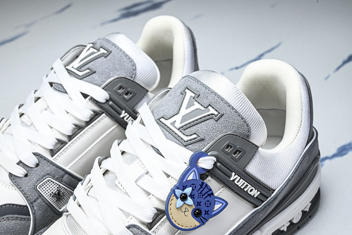 TRAINER LEATHER SPORTS SHOES WHITE/GREY