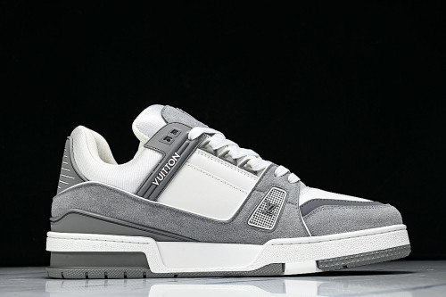 TRAINER LEATHER SPORTS SHOES WHITE/GREY