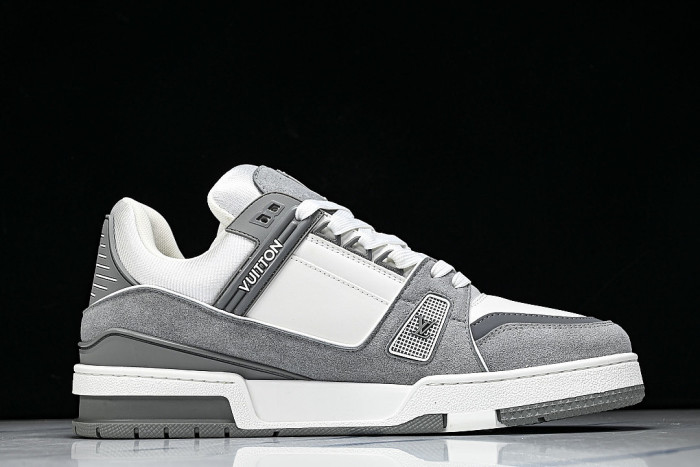 TRAINER LEATHER SPORTS SHOES WHITE/GREY