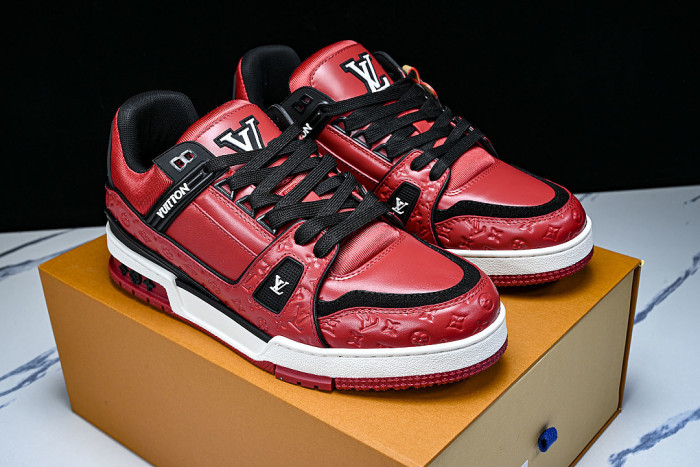 TRAINER LEATHER SPORTS SHOES RED/BLACK/WHITE