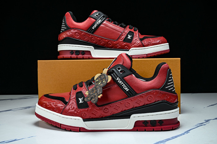 TRAINER LEATHER SPORTS SHOES RED/BLACK/WHITE