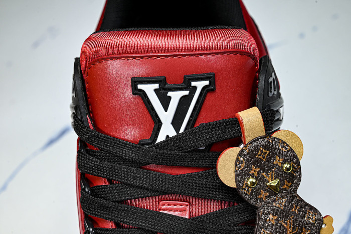 TRAINER LEATHER SPORTS SHOES RED/BLACK/WHITE