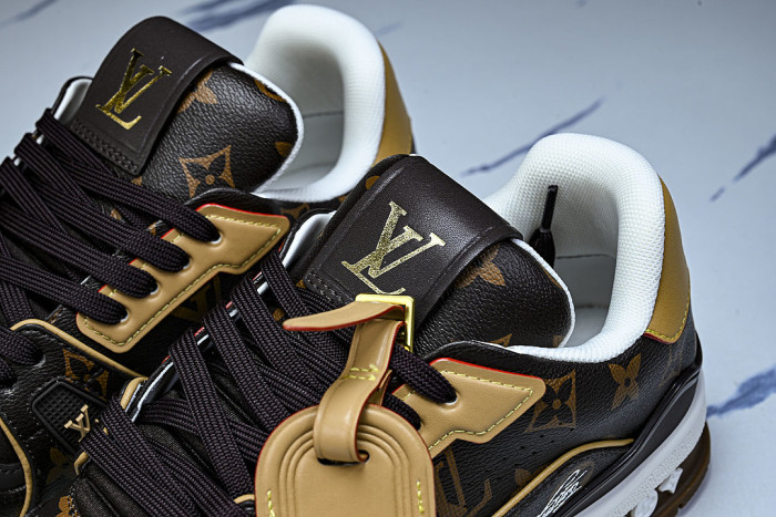 TRAINER LEATHER SPORTS SHOES BLACK/BROWN/WHITE