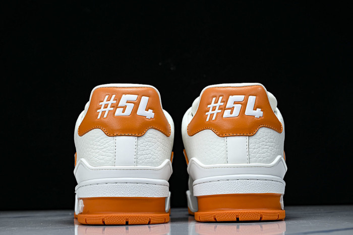 TRAINER LEATHER SPORTS SHOES WHITE/ORANGE/WHITE