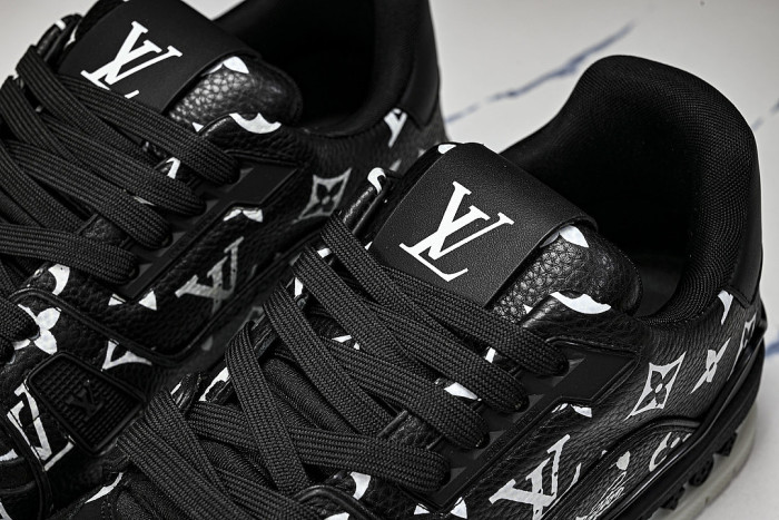 TRAINER LEATHER SPORTS SHOES BLACK/WHITE/BLACK