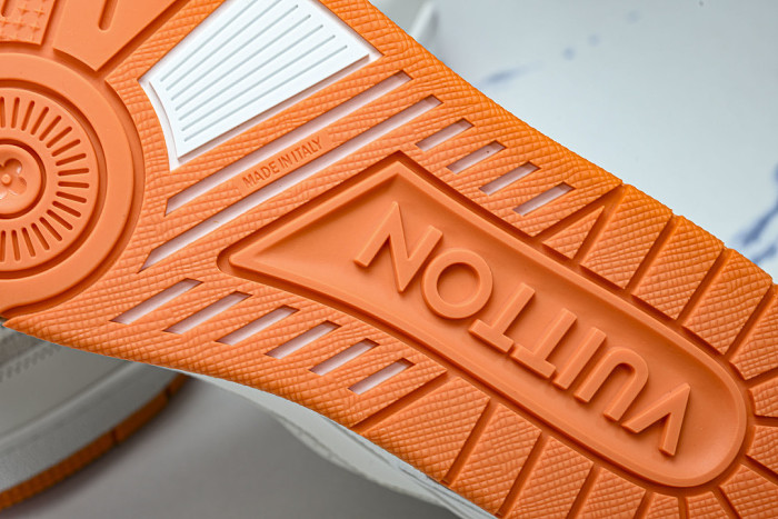 TRAINER LEATHER SPORTS SHOES WHITE/ORANGE/WHITE