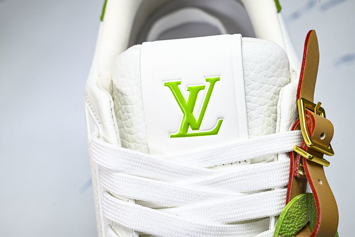 TRAINER LEATHER SPORTS SHOES WHITE/GREEN/WHITE