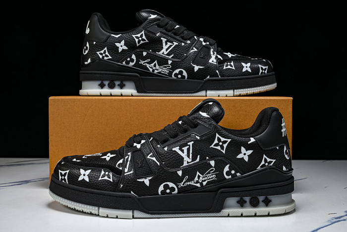 TRAINER LEATHER SPORTS SHOES BLACK/WHITE/BLACK