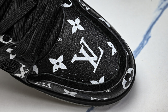 TRAINER LEATHER SPORTS SHOES BLACK/WHITE/BLACK