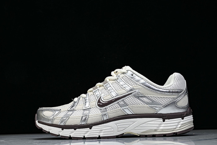IV6035-030 P-6000 PRM RETRO CASUAL SPORTS DAD SHOES BEIGE/SILVER/BROWN