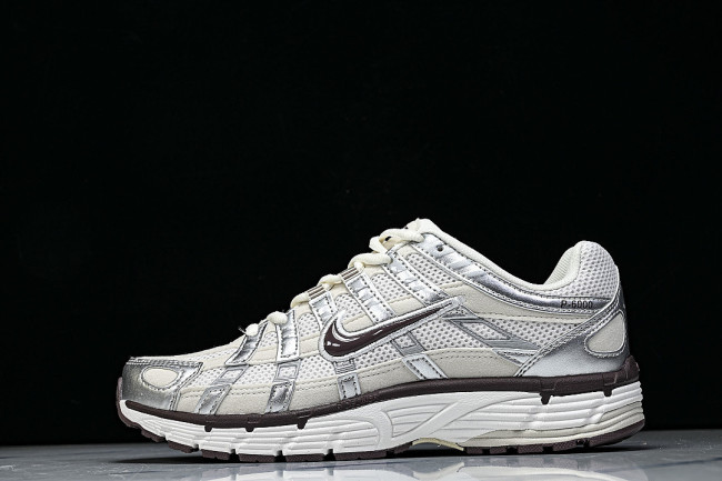 IV6035-030 P-6000 PRM RETRO CASUAL SPORTS DAD SHOES BEIGE/SILVER/BROWN